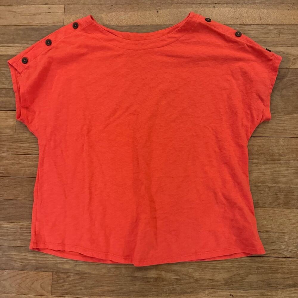 Croft & Barrow coral embellished sleeve short sleeve shirt top size XL
 b42